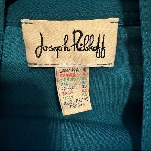 Joseph Ribkoff Teal Asymmetric Tunic Top Roll Tab Sleeves - Picture 5 of 7